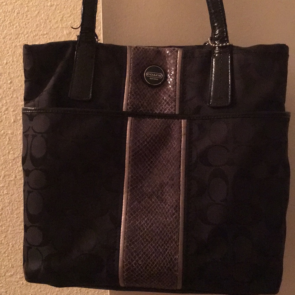 Black and grey coach purse